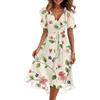 Azruma Vestito Donna Elegante Corto Vestito Bianco Donna Vestitoelegante Curvy Elegante Maxi Abito Tinta Unita Per Scollo A V Con Volant Abito Da Festa Estivo Vita Alta Abiti Cocktail A Balze Abiti Lungo