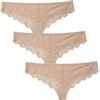 Lovable Slip Midi in Pizzo Elasticizzato - Comfort e Seduzione - Confezione 3 Pezzi So Lacy Panties Donna, Skin 4 - L