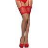 Obsessive Sensuali calze per reggicalze con dettagli in pizzo, rosso, S-M