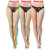 FloralGrace Colorate Calze Rete Per Donne 3 Paia Calze Arcobaleno In Piccole Medie Grandi Misure Di Rete Per Feste Pride Lgbtq+ Halloween Stile Divertente Eventi Rave