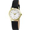 Excellanc Orologio da donna in ecopelle, con lancette luminose, analogico, al quarzo, 1900290, nero, bianco, oro, Classico