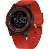 Forrader Orologio sportivo digitale da uomo, impermeabile, militare, con cronometro, retroilluminazione a LED, sveglia, conto alla rovescia, data, Rosso, Classico