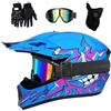 FASXZVM Adulti Bambini MTB Casco da Motocross, con Occhiali Guanti Maschera, Gioventù Integrale Fuori Strada ATV Casco da Moto, Discesa Dirt Bike MX Quad Bici Enduro Schianto Casco ( Color : C , Size : S/52-5