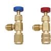 Leiwee Valvola di Sicurezza per Gas Refrigerante, 2 Pezzi Adattatore per R410A R22, Attacco a Rotazione per Carica Refrigerante Auto e Condizionatore (Rosso/Blu)