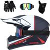 FASXZVM Adulti Bambini MTB Casco da Motocross, con Occhiali Guanti Maschera, Gioventù Integrale Fuori Strada ATV Casco da Moto, Discesa Dirt Bike MX Quad Bici Enduro Schianto Casco ( Color : A , Size : M/54-5