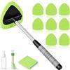 HOMIKLSA Pulitore Parabrezza Auto, Pulitore Parabrezza Auto, Detergente per Parabrezza Retrattile con 8 Cuscinetti in Microfibra, Spazzola per Fessure, Flaconi Spray y Panno per la Pulizia