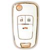 RUXYAXFOL 2 Pezzi,Custodia per Chiave Auto in TPU compatibile con O-pel Vauxhall Insignia/Mokka/Adam/Antara/Cascada/Zafira/Movano/Corsa - Custodia a 3 Pulsanti，bianco-oro