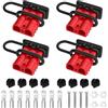 GTIWUNG 4 Pezzi Connettore di Batteria 50A 600V con Tappo di Chiusura, Batteria a Connessione Rapida Cavo di Cablaggio 6-8AWG, Connettore di Alimentazione per Auto,Winch Trailer Verricello,Rosso