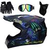FASXZVM Gioventù Bambini Casco Motocross con Occhiali Guanti Maschera - Adulto Unisex Integrale MTB Moto ATV Scooter per Discesa Gara di Enduro MX Quad Bicicletta Sporca