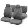 Rebeca Shop Set Coprisedili auto in Cotone Trapuntato vari colori 6 Pezzi kit completo (GRIGIO)