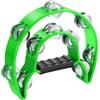 Flexzion - Doppio Jingles Mezzaluna Tamburello Musicale Doppia Fila Jingle in Metallo Tamburo Tenuto in Mano a Percussione per Regalo KTV Party Giocattolo per Bambini Impugnatura Ergonomica (Verde)