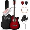 Rocktile WSD-5C-RDB Slim Line Set Chitarra Western - Chitarra Acustica Dreadnought - Corpo in Tiglio - Manico: Catalpa - Set incl. Custodia, Corde di Ricambio, Tracolla e Plettro - Redburst