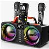 SORDA Macchina per Karaoke SORDA per Adulti e Bambini, Altoparlante Bluetooth Portatile da 80 W, 2 Microfoni Wireless, Regolazione Dell'eco, Supporto USB/AUX, per Regali per Feste All'aperto/al Chiuso