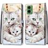 SNCLET Custodia per Motorola Moto G35 5G Portafoglio Cover in Pelle PU Libro Flip con Slot per Schede Bumper TPU Silicone Wallet Protettiva Magnetica Custodia per Motorola Moto G35 5G,Gatto E Gattino