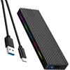 Rordigo M.2 M Key SSD Case 10 Gbit/S/5 Gbit/S mobile USB-C in lega di alluminio con luce RGB - Nero