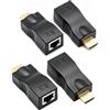 JXRSKJ 4 x HDMI a RJ45 prolunga fino a 30 m 1080p, convertitore di rete con TX RX, prolunga hdmi maschio femmina compatibile Cat5e Cat6, parti HDMI a RJ45 prolunga per proiettore console TV