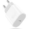 ROOSTON Caricabatterie 20W USB-C veloce per iPhone 17/16/15 Pro Max Plus/14 13/12/11/ SE/X/XS/XR/iPad Air, Samsung Galaxy S25/S24/A53/Note 20,Google Pixel, presa di corrente, adattatore Type-C, blocco USB-C