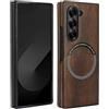 XKchatpt Custodia Magnetica per Samsung Galaxy Z Fold 6 Compatibile con la Ricarica Wireless, Custodia Rigida Sottile Antiurto in Pelle PU Marrone