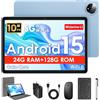 MENTUME Tablet 10 Pollici, Tablets Android 15 con Cover, Mouse & Tastiera, Octa-Core, 24 GB RAM + 128 GB ROM+ 1 TB TF, Display IPS HD 1280x800, Fotocamera Doppia, 6000 mAh, WiFi 6, BT 5.0, GPS (Caricatore UK)
