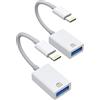 Kefiany Cavo adattatore Lightning USB (2 confezioni), per iPhone, jack OTG, tastiere, USB, lettore di schede, accessorio flash drive, compatibile con 14, 13, 12, 11, Pro Max Mini 8, 7 Plus, Xr Se 6 ip-USB