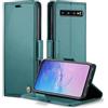 FERLAN Cover per Samsung Galaxy S10 Plus+ 2 Pezzi Vetro Temperato,Antifurto,supporta ricarica wireless,in pelle multifunzione,chiusura magnetica con chiusura anti-urtoblu,verde