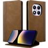 CASAFUNY Custodia per Xiaomi Redmi Note 14 Pro 4G Ultra Cover a Libro Portafoglio in Pelle PU Protettiva Flip Caso Custodia per Xiaomi Redmi Note 14 Pro 4G, Marrone