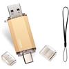 finewish Chiavetta USB Tipo C 128GB, 2 en 1 Pendrive USB 2.0 128 GB Mini USB C Flash Drive Penna USB 128 GB per PC/Tablet/Laptop/Smartphone con Tipo C (Oro)