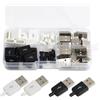 Harrisen Set di 20 connettori USB 2.0 tipo A 4 pin con copertura in plastica, connettori per moduli di supporto fai da te, adattatore per saldare fili e cavi (10 set nero + 10 set bianco)