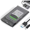 Synkris USB C 3.1 Gen 2 Hard Disk 2.5 Cassa Esterna Disco 5Gbps per SATA HDD SSD 2.5'' 7/9.5mm Accelerazione UASP Trim senza Strumenti Supporto per Windows Mac OS Linux Cavo USB C 3.1 Incluso-Nero