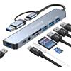 Vonxite Hub USB-C, 7 in 1 Adattatore C a HDMI 4K, PD 100W, Lettore di Schede SD/TF, Porta Dati C Hub Multiporta (USB-C+USB-8)
