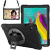 Gerutek Cover per Samsung Galaxy Tab S5e 10.5 Pollici (2019), Custodia Antiurto con Supporto Cavalletto 360°/Cinghia a Mano/Spalla/Portapenne per Galaxy Tab S5e, Nero