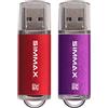 SIMMAX Pendrive 2 pezzi 32GB Chiavetta USB 2.0 Unità Memoria Flash di SIMMAX (32GB Rosso Viola)