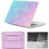 HLAAJJX Custodia per Macbook Air 15 pollici M4 M3 M2 M1 2025 2024 2023 A2941 A3114 A3241,Copertina Cover Rigida & Borsa Tasche & Tastiera Cover per Apple Mac Air 15,Macchia Viola e Blu