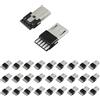 JYCONNECTS 30 pezzi Micro USB-B 2.0 Porte Maschio Spina Saldatura Micro USB 5 Pin Maschio Saldatura Riparazione Adattatore Connettori per DIY USB Power Supply Breadboard Design Telefono Cavo di