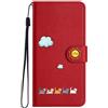 FALUWONRU Custodia per Samsung Galaxy A6 2018,Gatti carini e colorati Cover Portafoglio Protettiva Libro Flip Caso Phone Magnetica Custodie in Con Slot per Schede e Magnetica Supporto,Rosso