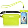 iVoler Kit Impermeabile con Borsa Marsupio e Custodia Smartphone IPX8 per Sport Acquatici Pesca Vela Sci Mare Escursione, Protezione per Cellulare Portafoglio Documenti - Verde Lime