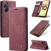 SLWYF Cover Compatible con Realme 10 4G, Retro Flip Caso in PU Pelle Premium Portafoglio Custodia Resistente Protezione Chiusura Magnetica Case per Realme 10 4G - Rosso