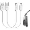 Geekria Cuffie micro USB, cavo di ricarica corto per auricolari, compatibile con Bose QC 35 II, QC 35, QC 25, SoundLink Charger, cavo di ricarica di ricambio da USB a Micro-USB (confezione da 2)