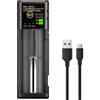 COSOOS Caricatore di Batteria 18650, Caricatore di Batteria a 1 Baia con Schermo LCD Intelligente, Ricarica Rapida per Batterie Ricaricabili Li-ION, NI-MH, NI-CD AA AAA C 21700 26650 13650 16340 18350 18700