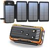 snomh Power Bank Solare, 20000mAh Caricatore Portatile con 4 Caricatori Esterni Pieghevoli a Pannello Solare, 4 Cavi Integrati, Batteria Esterna della Banca di Energia Solare USB C con 2 Torce a LED