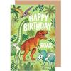 Edition Seidel Premium Biglietto di auguri di compleanno con busta. Auguri di buon compleanno Happy Birthday per bambino ragazzo t rex jurassic dinosauro roar (G4288 SW026)