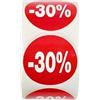 Genérico Confezione da 5 rotoli di etichette promozionali per prodotti scontati | 2.500 adesivi scontati in colore rosso brillante | Adesivi rotondi per etichettare offerte Ø 35 mm (-30%)