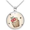 So Sweet Collana cabochon, collana illustrata Cupcakes tatuati, Regalo di Natale per idea regalo moglie - San Valentino- regalo di compleanno - argento antico (ref.93a).