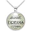 So Sweet Collana cabochon, collana illustrata sogni d'oro, Regalo di Natale per idea regalo moglie - San Valentino- regalo di compleanno - argento antico (ref.76a).