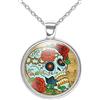 So Sweet Collana cabochon, collana illustrata teschio fiorito, Regalo di Natale per idea regalo moglie - San Valentino- regalo di compleanno - argento antico (ref.54a).