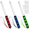PETERMALLON 3 pezzi Telescopic Flagpole, Portable Rod 2 m Handheld Flagpole Flagpole Accessories Stainless Steel Set with 10 Clip Hooks for Travel Camping Excursions Competitions Travel Guide Teacher