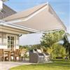 Fiqops Tenda da sole manuale con braccio snodato, 350 x 300 cm, con manovella, anti UV e impermeabile, in alluminio/poliestere, per balcone, terrazza, giardino, beige