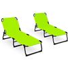 Arreditaly Coppia Di Lettini Pieghevoli Prendisole Senza Tettuccio Parasole Schienale Regolabile Reclinabile Struttura In Metallo Nero Sedia Sdraio Per Spiaggia Mare Giardino Piscina 187 x 53 x 24 Cm Verde Fluo