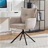 chairus Poltrona da Salotto Girevole Poltrona da Scrivania in Tessuto Poltroncina Imbottita Moderna con Gambe in Metallo Senza Rotelle Poltroncina per Camera da letto/Ufficio, Grigio