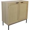 Box and beyond - Credenza - 80 x 35 x 75,5 cm - Cannage, legno - 2 ante - Archiviazione elegante e pratico - Soggiorno, sala da pranzo, cucina - Stile naturale e bohemian